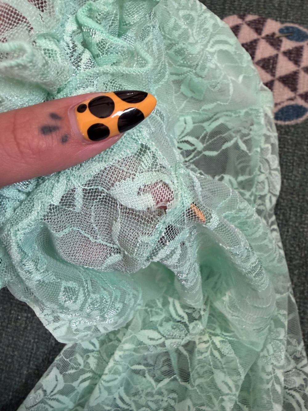 Vintage y2k Mint Green Lace Babydoll Slip Lingerie - Picture 7 of 7